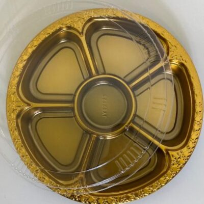 GOLD ROUND TRAY WITH COVER-5PCS
