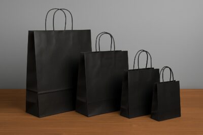 PAPER BAG BLACK DIFFERENT SIZES-كيس ورق اسود بأحجام مختلفة