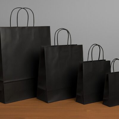 PAPER BAG BLACK DIFFERENT SIZES-كيس ورق اسود بأحجام مختلفة