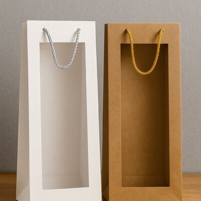 TALL CARTON BAG WITH PVC WINDOW-كيس كرتون طويل مع واجهة شفافة