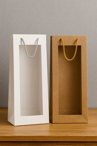 TALL CARTON BAG WITH PVC WINDOW-كيس كرتون طويل مع واجهة شفافة