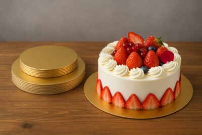 ROUND GOLD BOARDS FOR CAKES-قواعد كرتون مدورة لقوالب الحلوى بلون ذهبي