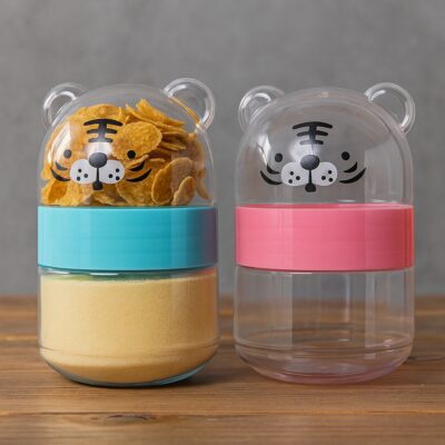 PLEXI JAR 2 FACE TEDY BEAR COLORED-مرطبان بوجهين على شكل دبدوب