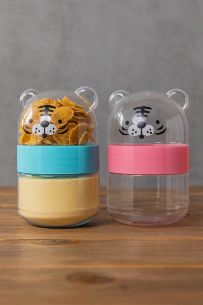 PLEXI JAR 2 FACE TEDY BEAR COLORED-مرطبان بوجهين على شكل دبدوب