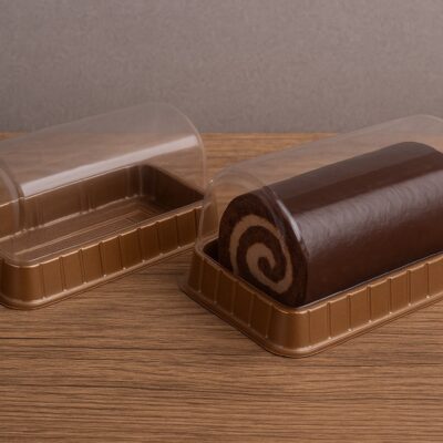SWISS ROLL PLASTIC CAKE BOX '13*7.5+6-علبة بلاستيك سويس رول