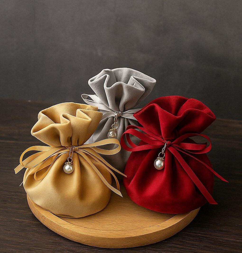 FABRIC BAG WITH ZIP ROPE 14*14-كيس قماش مع ربطة زم