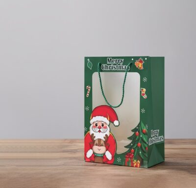 CHRISTMAS CARTON BAG 20*30*15+PVC GREEN