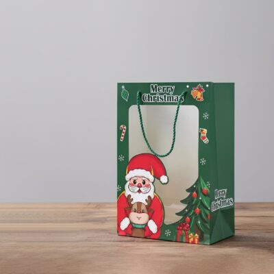 CHRISTMAS CARTON BAG 20*30*15+PVC GREEN