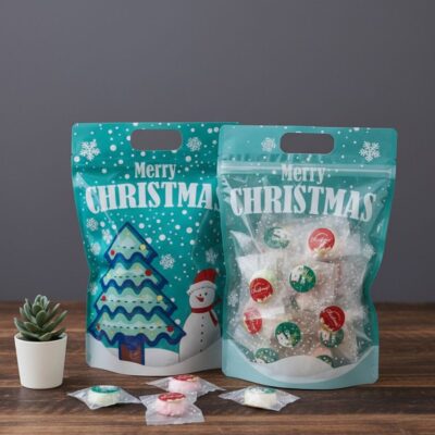 CHRISTMAS ZIPPER BAG 20*30 BLUE