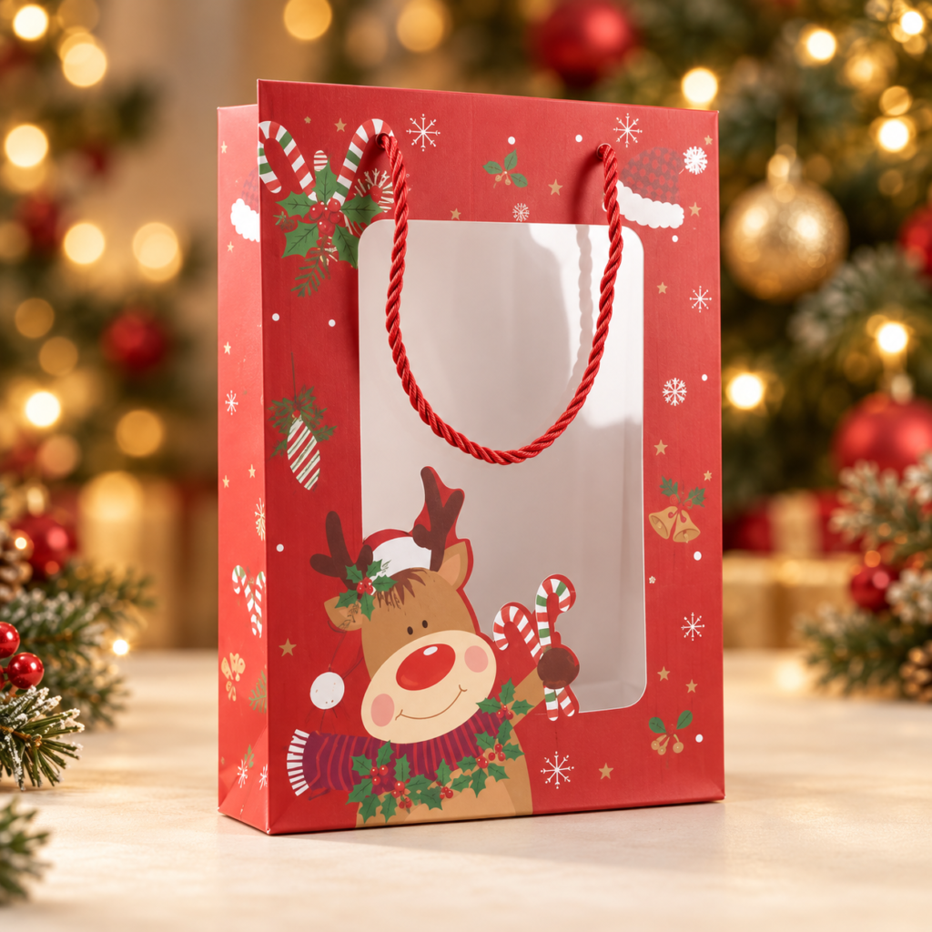 New Christmas carton bag red with PVC
