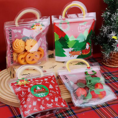 CHRISTMAS ZIPPER BAG WITH HANDEL 14*18