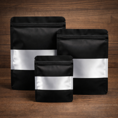 Zipper Bag Black Half PVC
