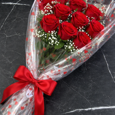 CELLOPHANE WRAPPING PAPER HEART PRINT