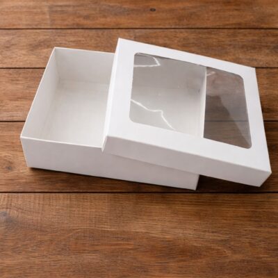 MEAL BOX 29*19+8 + PVC WHITE-علبة كعب مع غطا