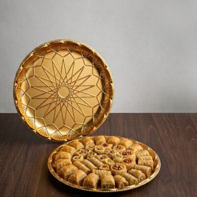 GOLD TRAY ROUND 25CM