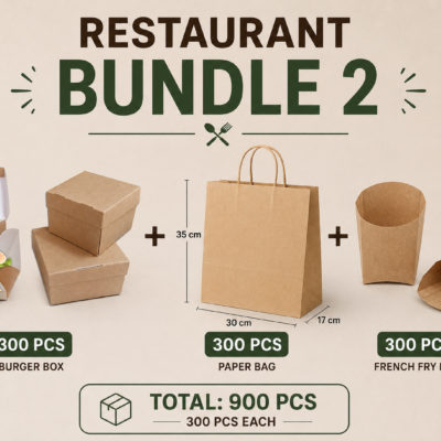 Restaurant Bundle 2 - Paper bag, Burger Box, and Fries box