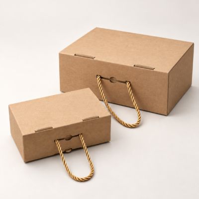 kraft gift box with rope handle Corrugated Box with rope handle for packaging multiple sizes