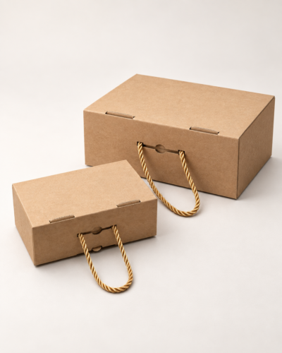 kraft gift box with rope handle Corrugated Box with rope handle for packaging multiple sizes