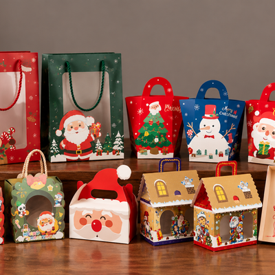 chritmas packaging Square Gift Box with Red Ribbon