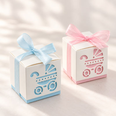 Souvenir baby box 6*6*6 + ribbon