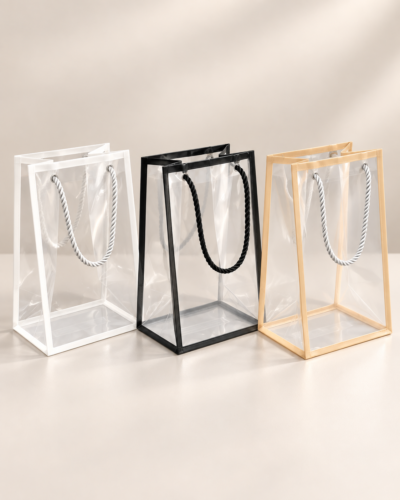 Transparent hand bag 20*30+15 rectangle