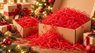Red Shredded Crepe Paper – Decorative Gift Box Filler