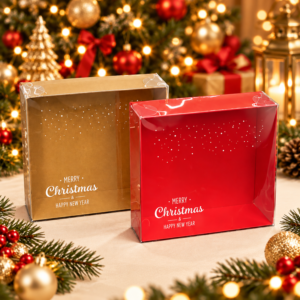 Packing Box Masker Christmas PVC Gift Box for Clear Festive Displays