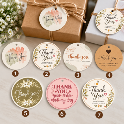 Elegant Thank You Gift Tags Set with String