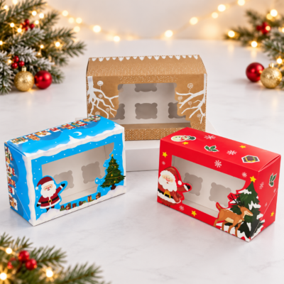 Christmas CupCake Box 4-6 pcs